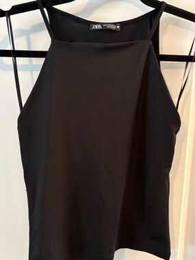 Zara Black High Neck Camisole with Thin Straps
